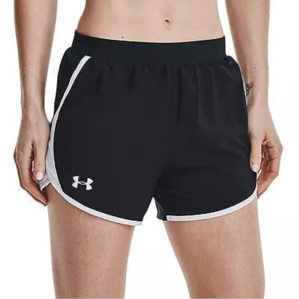 Womens Under Armour Black & White Fly By 2.0 Athletic Running Shorts Pocket XS🖤🤍